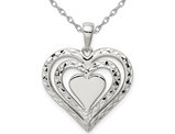Sterling Silver Triple Heart Shaped Pendant Necklace with Chain